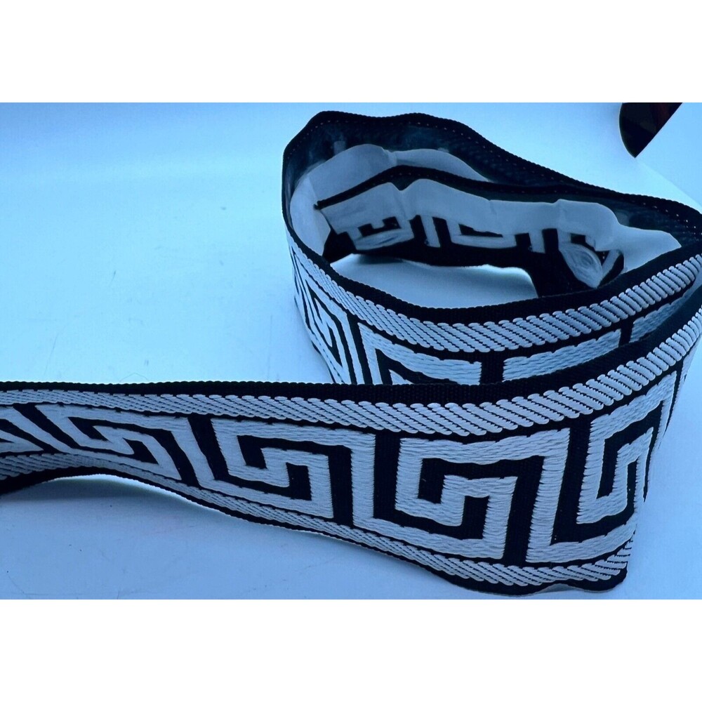 2 Yards 2 inches Jacquard Ribbon Trim Black white sewing art diy